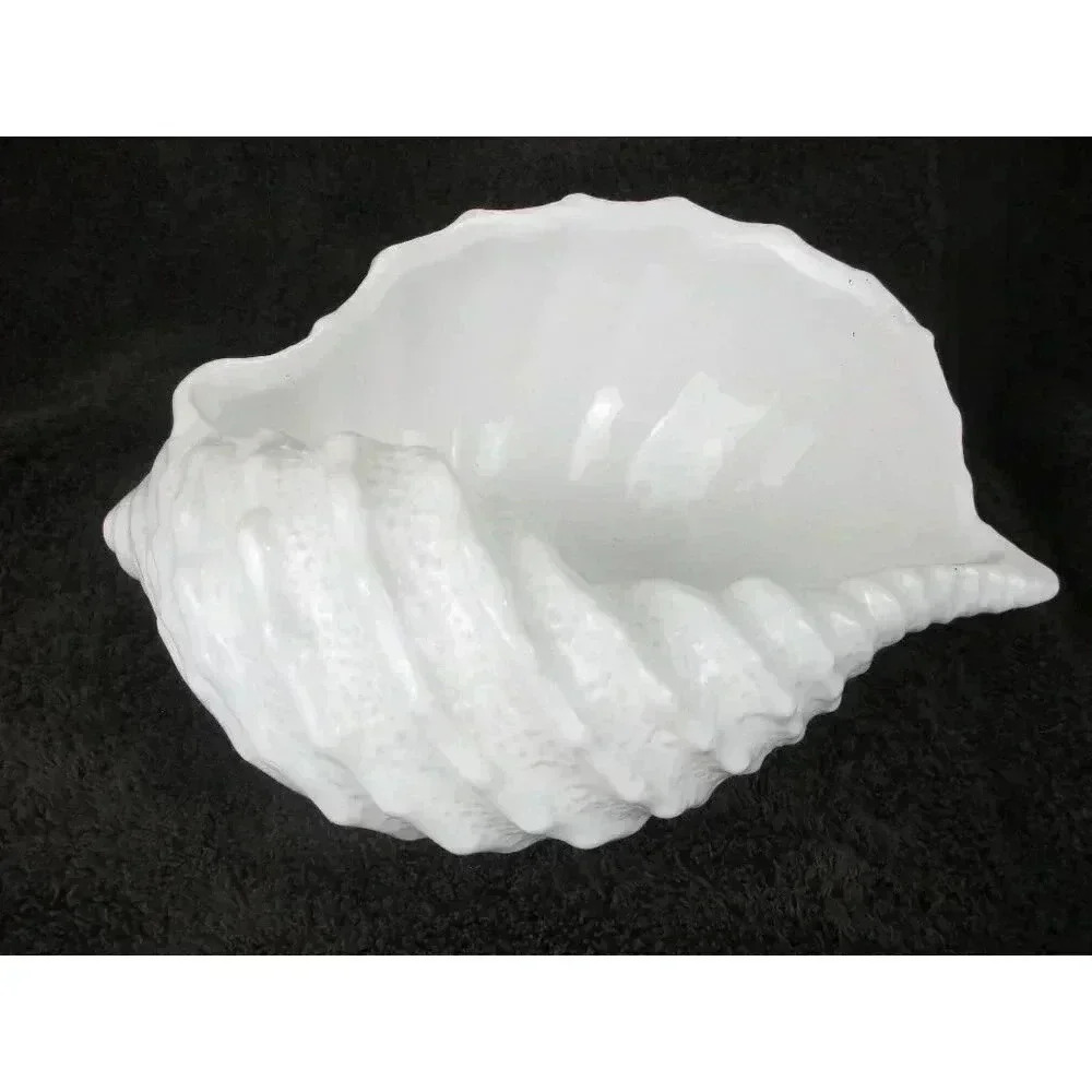 Marine Shell Vase, Seashell, Coastal Planter white Flower planter midcentury